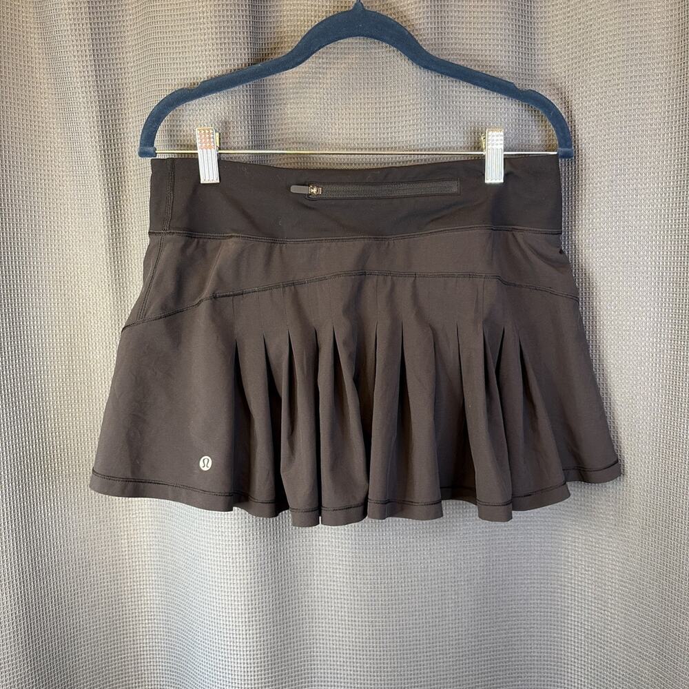 Lululemon Skirt Skort Womens 6 Black Pleated Tennis Running Zip Pocket Shorts